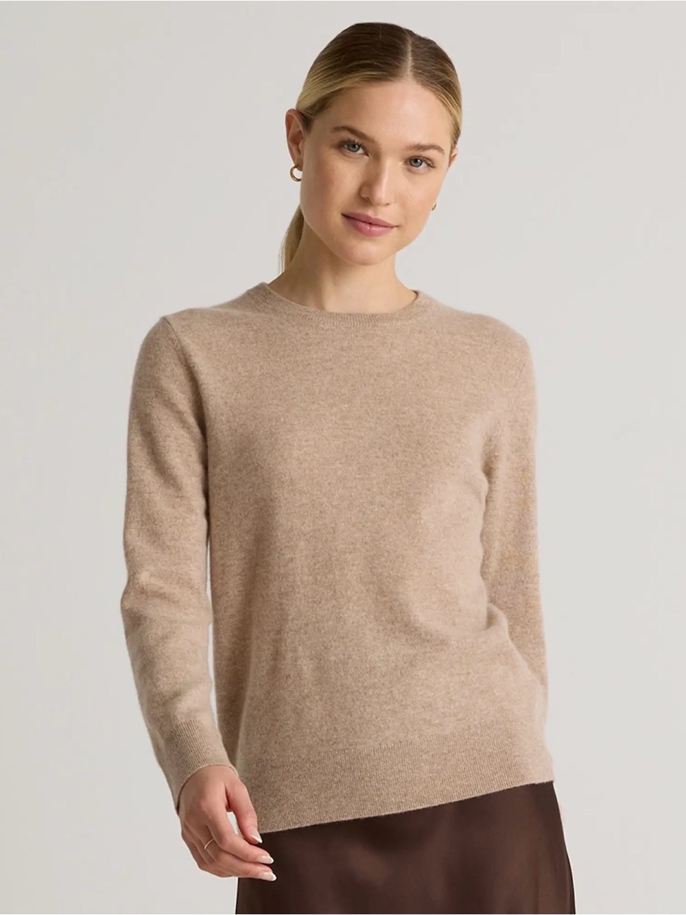 Quince Mongolian Cashmere Crewneck Sweater Oatmeal Beige Sz S NWT